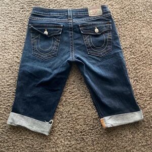 True Religion Blue Denim with Tan Stitching